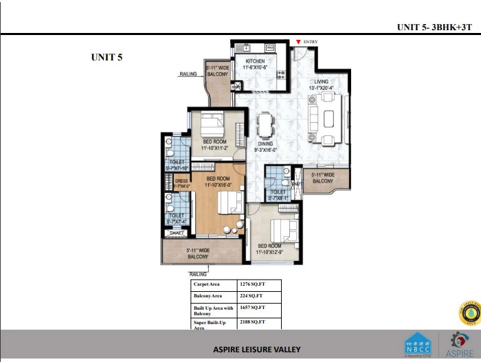 3 BHK + 3T + Store Floor Plan
