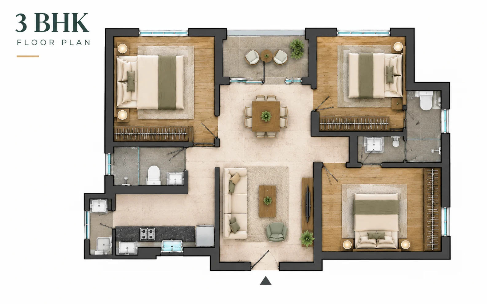 Godrej DMIC Greater Noida 3 BHK Floor Plan